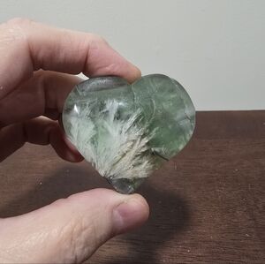 Feather Fluorite Crystal Heart #A